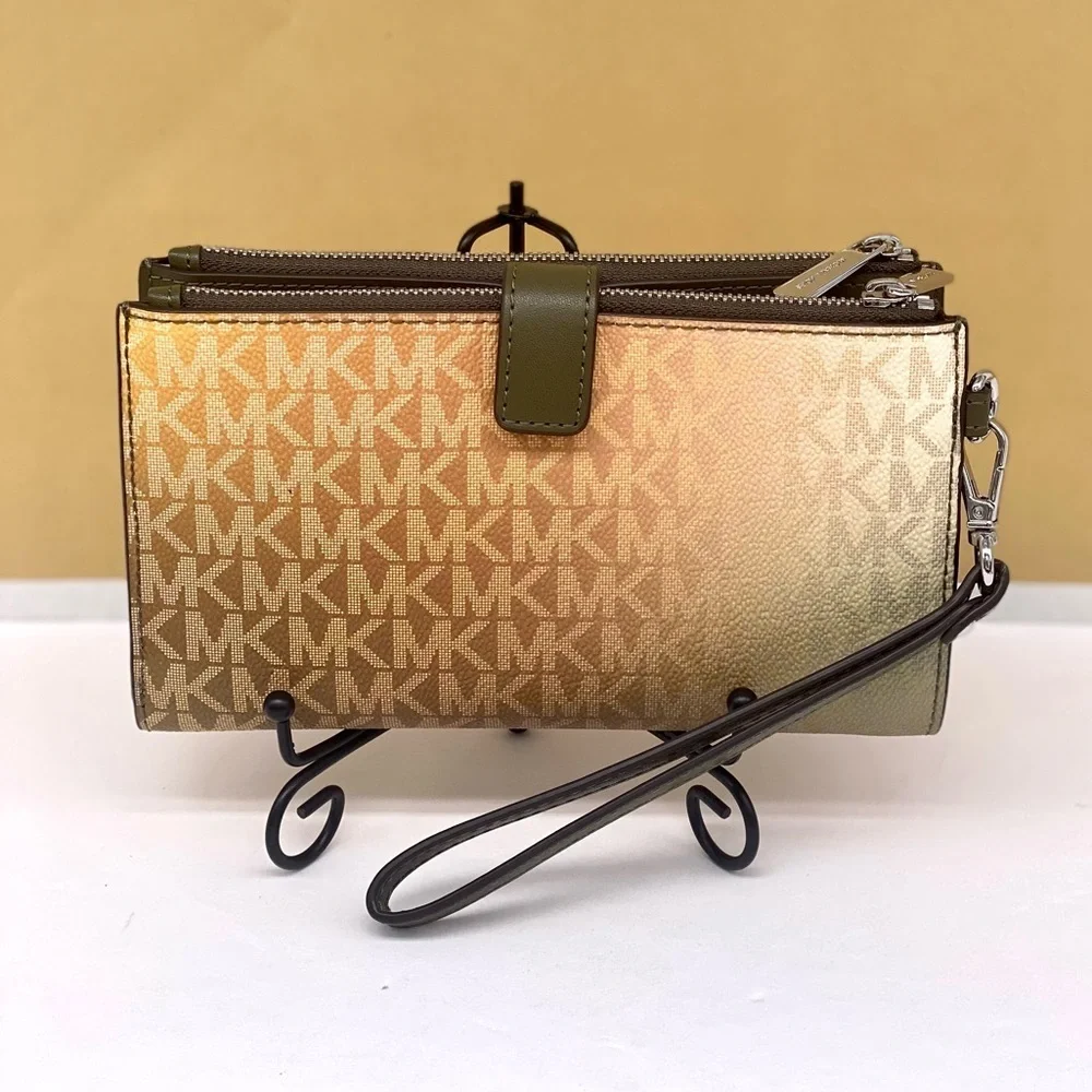 MICHAEL KORS Jet Set Lg Ombré Signature Logo Wallet Wristlet Phone Holder